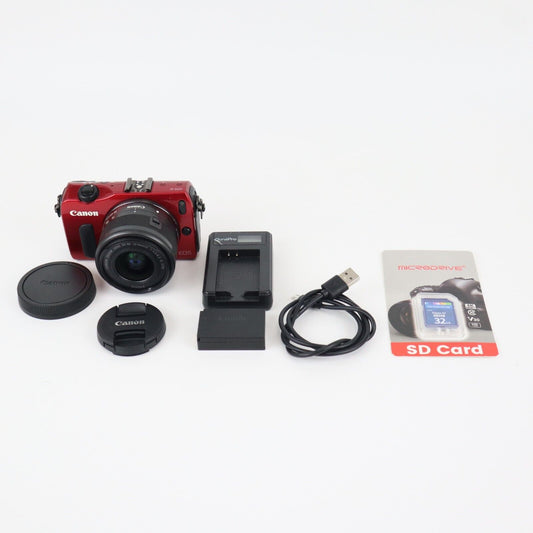 Canon EOS M Camera FULL KIT with 15-45mm Lens Red - 24HR POSTAGE